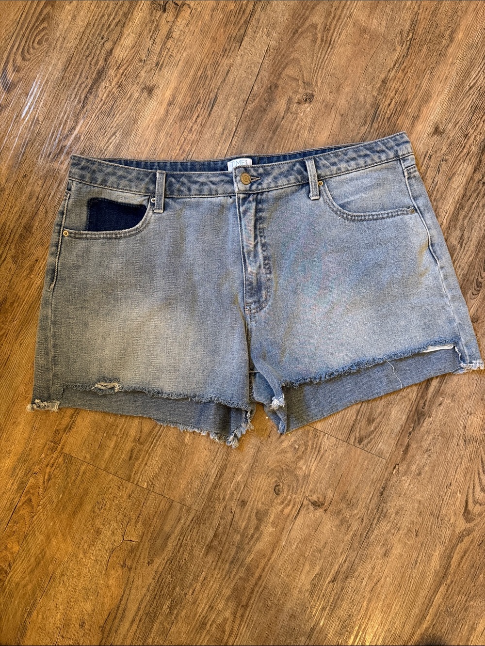 Time and Tru Light Blue Raw Hem Distressed Denim Shorts